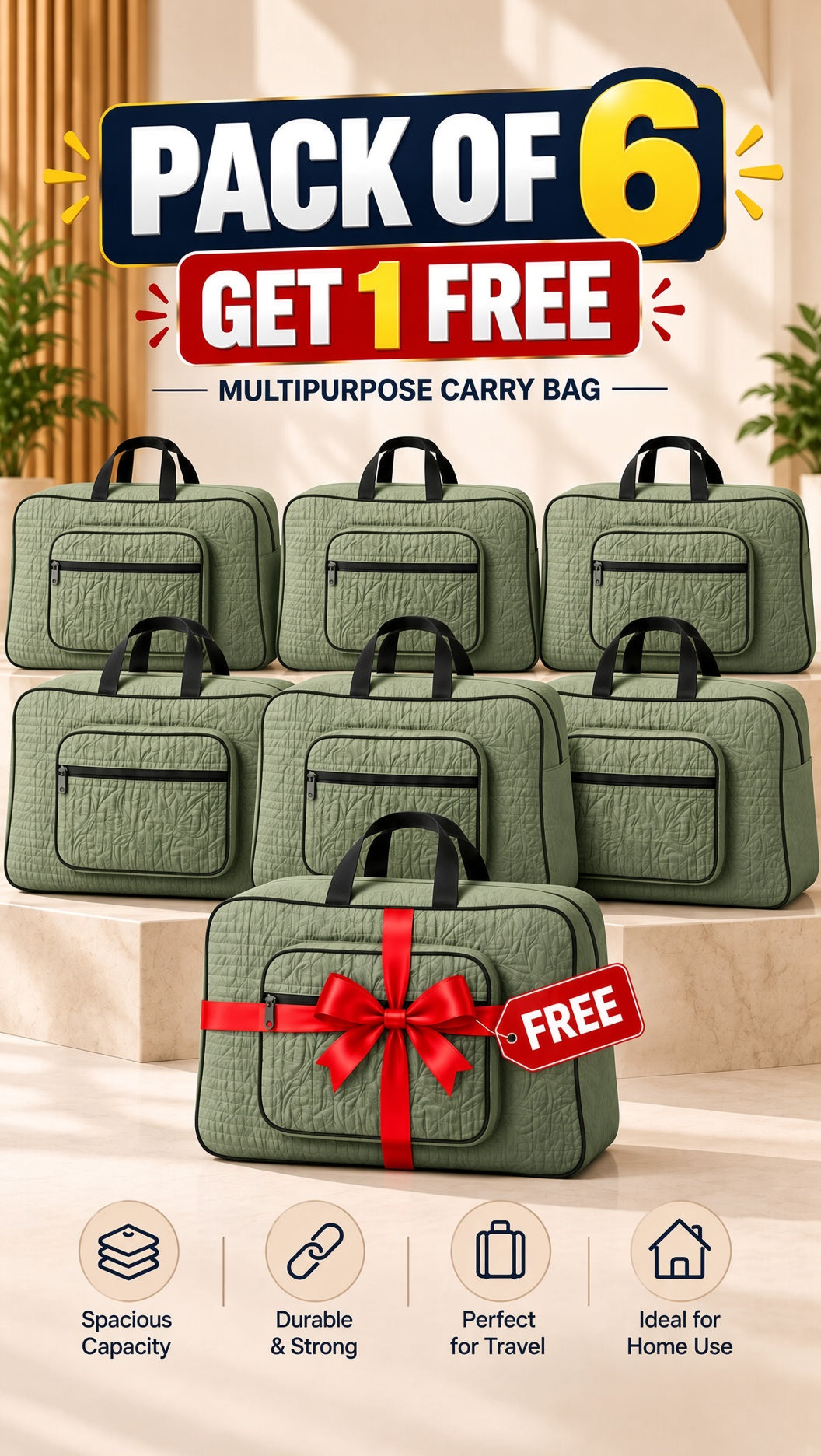Signature Carry Ease Quilted Bag - Storage & Travelling Bag [Olive Green]