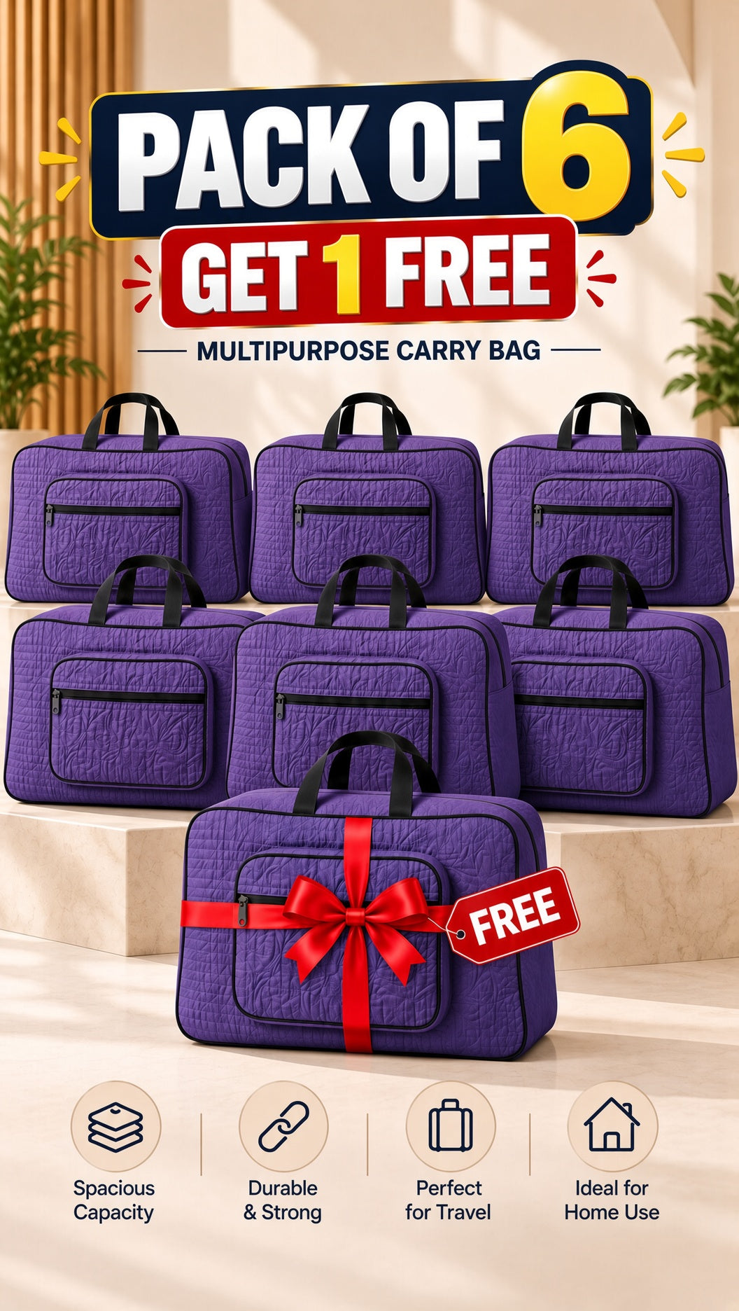 Signature Carry Ease Quilted Bag - Storage & Travelling Bag [Purple]