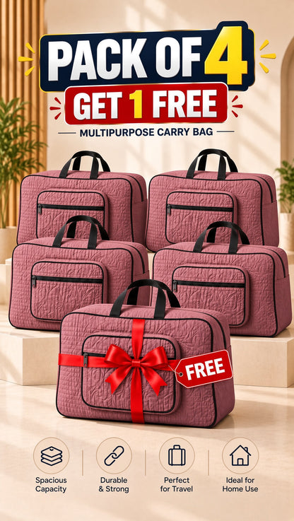 Signature Carry Ease Quilted Bag - Storage & Travelling Bag (Dark Pink)