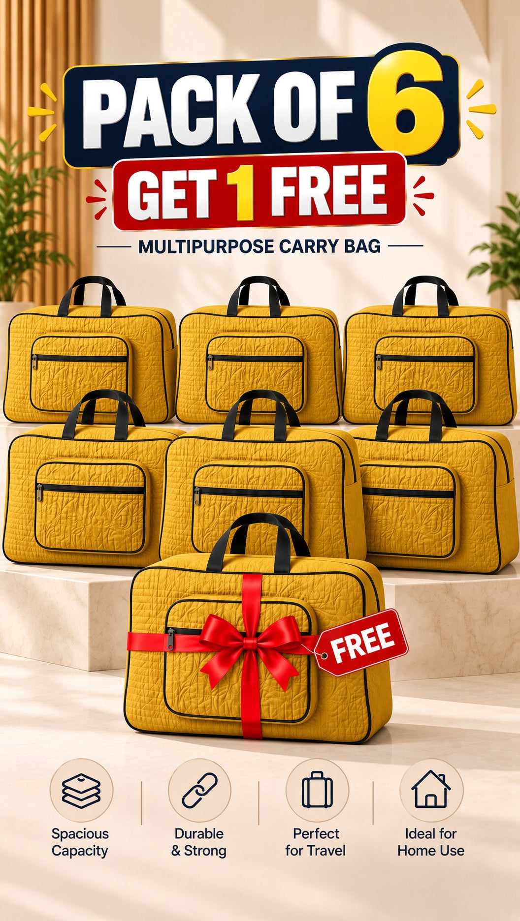 Signature Carry Ease Quilted Bag - Storage & Travelling Bag [Yellow]