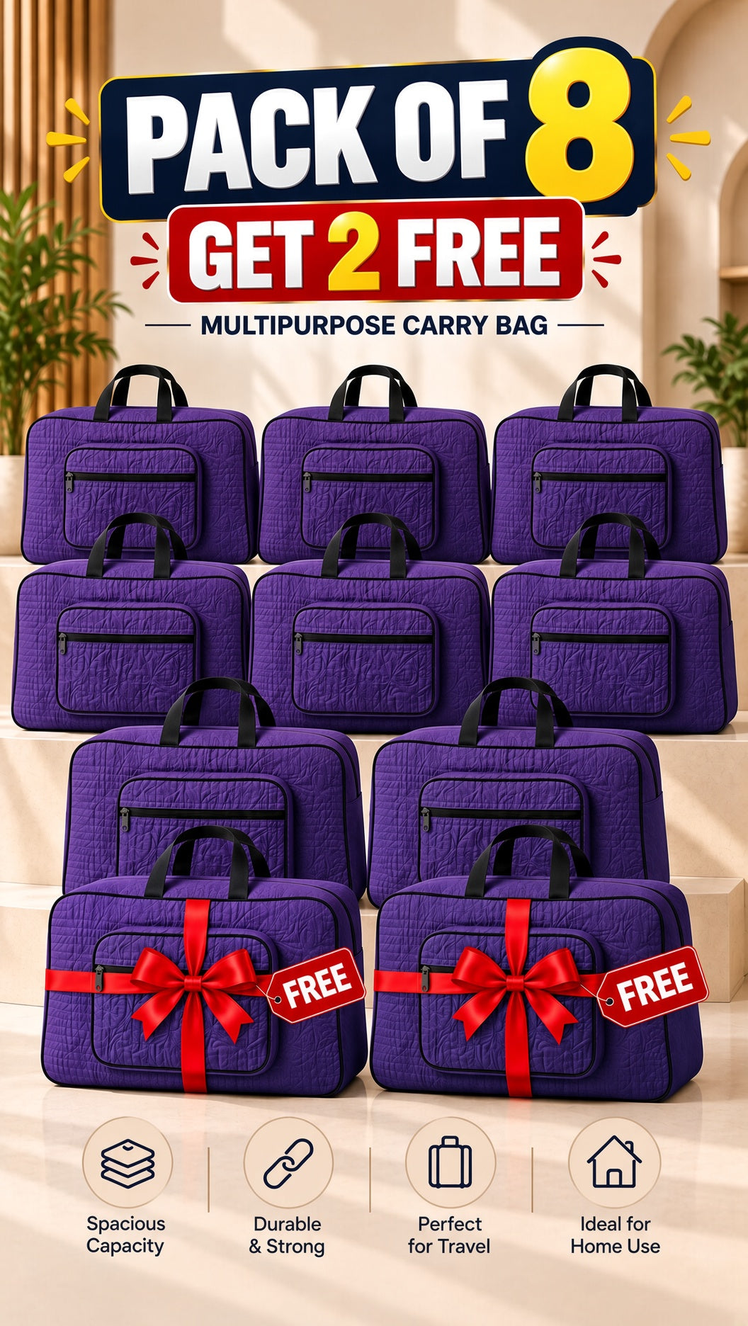 Signature Carry Ease Quilted Bag - Storage & Travelling Bag [Purple]