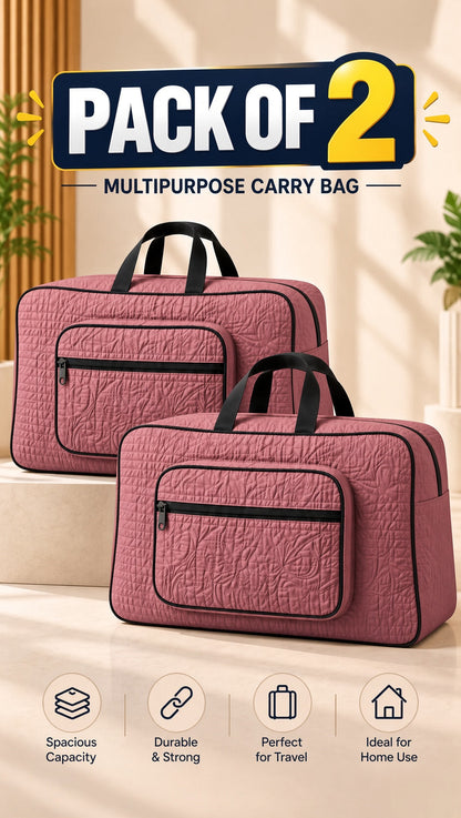 Signature Carry Ease Quilted Bag - Storage & Travelling Bag (Dark Pink)