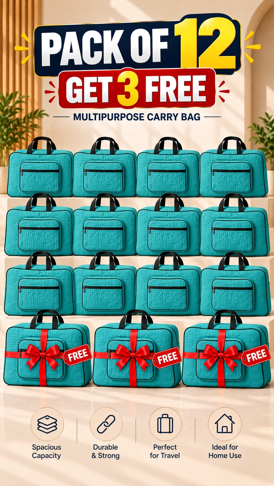 Signature Carry Ease Quilted Bag - Storage & Travelling Bag [Zinc]