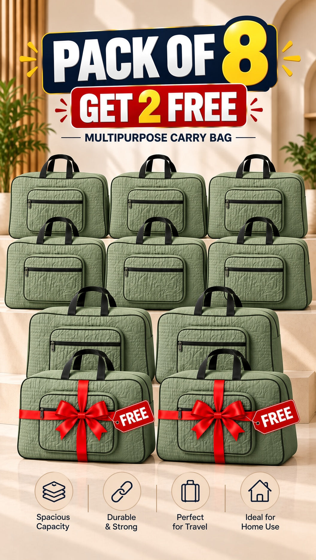 Signature Carry Ease Quilted Bag - Storage & Travelling Bag [Olive Green]