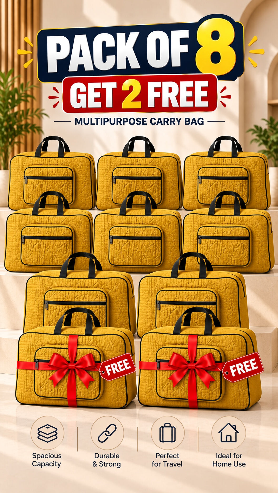 Signature Carry Ease Quilted Bag - Storage & Travelling Bag [Yellow]